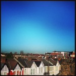 Blue sky and the #wembleystadium #arch is not so far #stadium #wembley #acton #myhome #london #londra #blue #sky #roofs